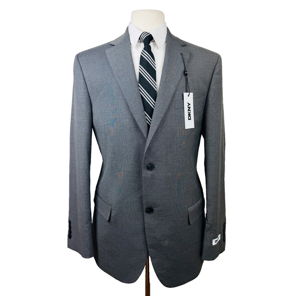 $495 NEW DKNY MENS 42R SOLID GRAY SUPER SOFT BLAZER SPORT COAT SUIT JACKET ONLY